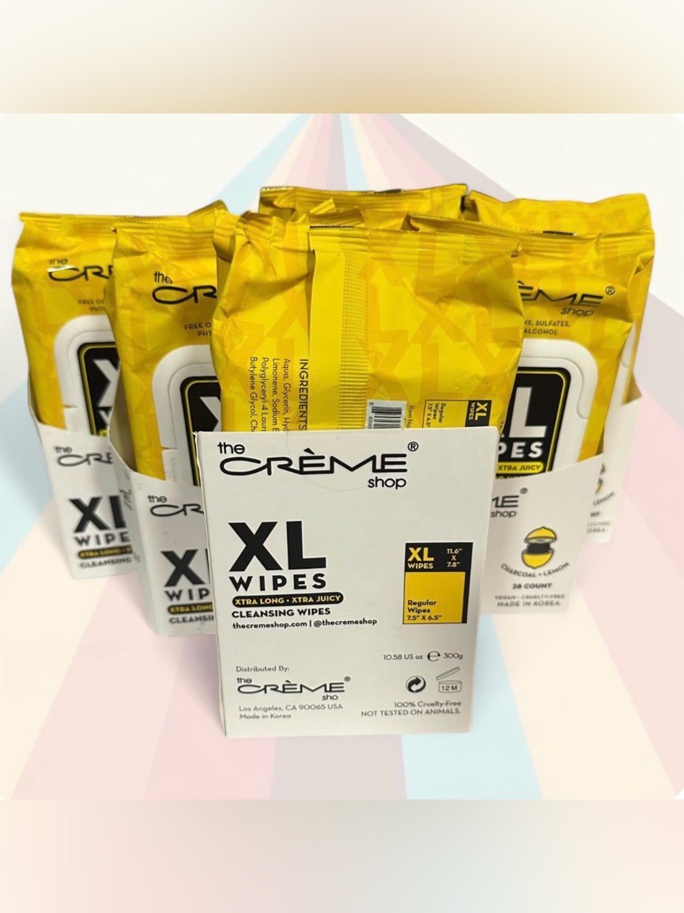 HTF The Creme Shop XL Wipes Charcoal Lemon 28-Ct (Pack of 6) - Picture 3 of 5